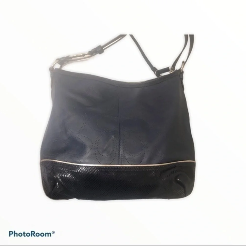 Coach Ashley perforated c blue convertible bag